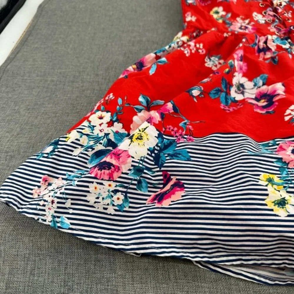 Trixxi Clothing Company Dress Girls XL Fit & Flare Floral Red Blue Pink Crisscro